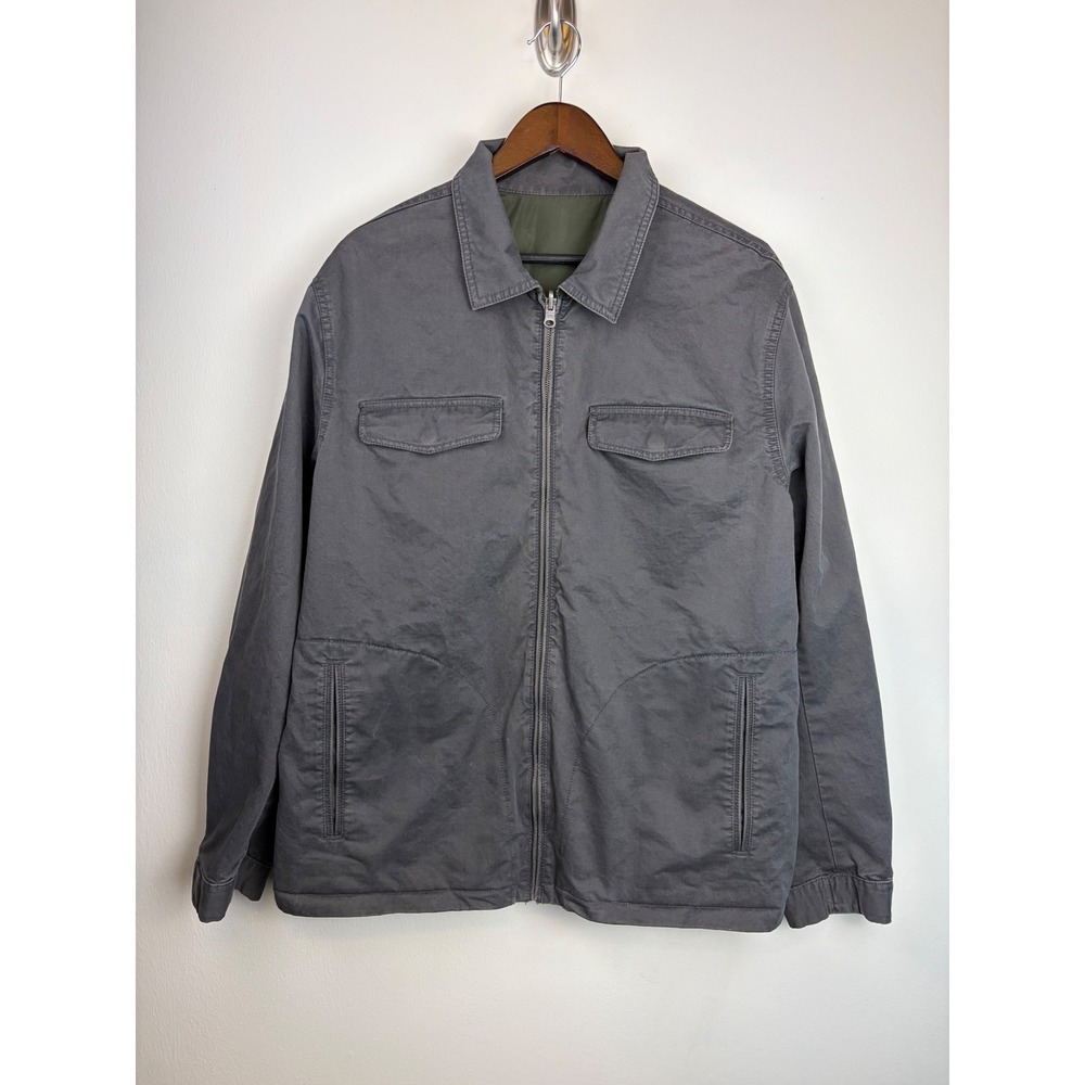 Gap Reversible Jacket XL Gray Green Field Coat Military Utility Full Zip Y2K